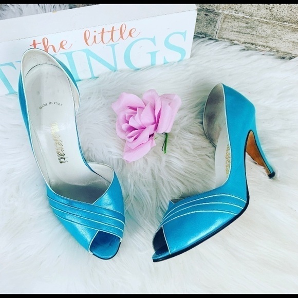 VTG Maserati Blue Cutout Heels 6.5B | Retro Glam, Coquette, Partycore Pumps - Picture 1 of 8
